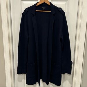 TALBOTS Women’s Notched Collar Sweater Blazer, Sz XL, Navy Blue, Business casual